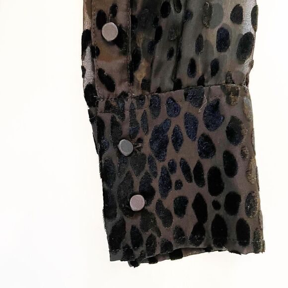 Good American Bliss Shirt Sheer Leopard Pattern Size 2 or Medium - Picture 8 of 9